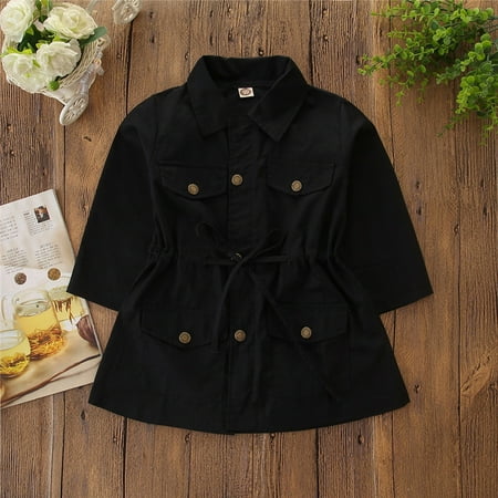 

DENGDENG Toddler Baby Girls Long Sleeve Jacket Zip Up Pockets Jacket Warm Turndown Collar Clothes 1Y-6Y