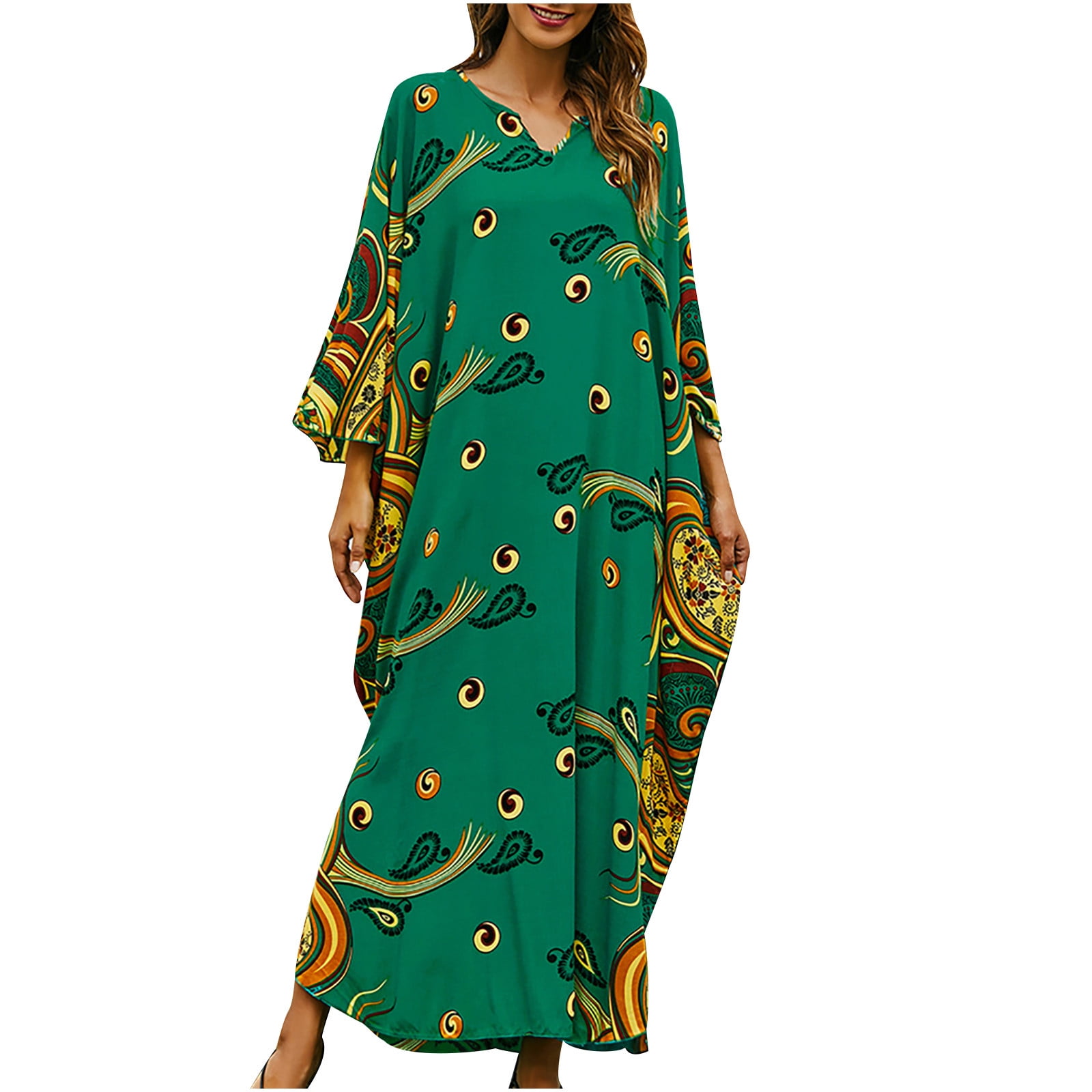 African Dresses for Women Elegant Kaftan Dress Tunic Long Maxi Dresses ...