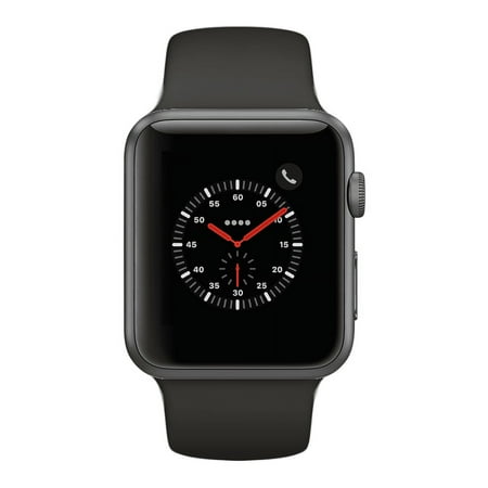 Apple Watch Series 3, 38MM, GPS + Cellular, Space Gray Aluminum Case, Space Gray Sport Band (Non-Retail Packaging)