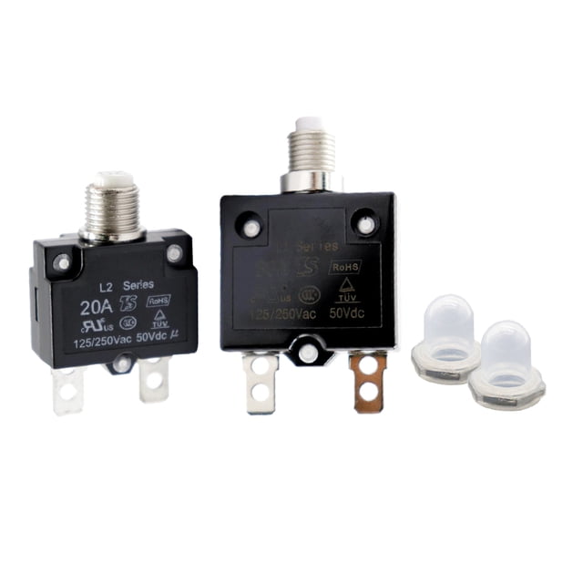 Interruptor de Circuito Yotijar 20A 30A 125 250V Sobrecarga Del Reajuste Manual 2pcs Protector de sobrecarga