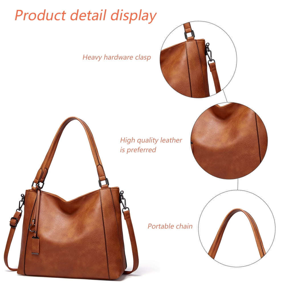 Purses and Handbags for Women Vegan Leather Shoulder Top Handle Handbags with Zipper,Dark brown