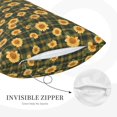 thumbnail image 4 of Binfone Black Ink Green Plaid Sunflower Standard Size Pillowcase, Long Staple Pure Cotton Envelope Closure Pillow Cover (Pillow core not included),14"x20", 4 of 7