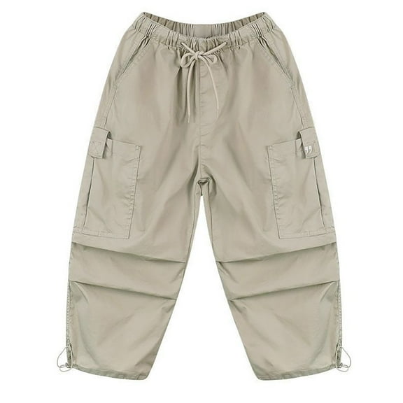 Tfken Toddler Children Boys Pants Size 4-5 Years Cargo Comfortable Cute Comfort Waist Solid Color Khaki Trousers