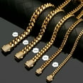 thumbnail image 4 of Gold Plated Cuban Link Chain Necklace for Men Women Stainless Steel Jewelry, 4 of 9