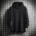 thumbnail image 3 of Mens Hoodie Pullover Hooded Long Sleeve Drawstring Knit Mens Autumn And Winter Clothes,Black,M, 3 of 4
