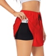 thumbnail image 2 of Disketp Red Print Women's Shorts Workout Shorts for Athletic Gym Running Shorts with Phone Pockets Large, 2 of 8