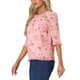 thumbnail image 4 of CAMISAS DE MUJER INSPIRE CHIC CON MANGAS 3/4 Y HEM RIZADO, BLUSA DE CHIFFON FLORAL EN ROSA Y BLANCO, TALLA L, 4 of 5