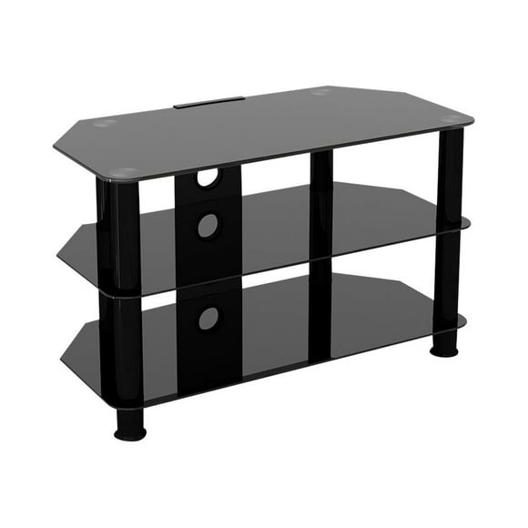 AVF Classic SDC800CMBB-A - Stand - corner - for TV / AV System - stainless steel, tempered glass - black, black glass - screen size: up to 42" - floor-standing