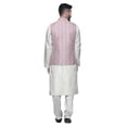 thumbnail image 3 of Atasi Kurta Pyjama Traditionnel Uni à Col Mandarin avec Ensemble de Veste Imprimée, 3 of 3
