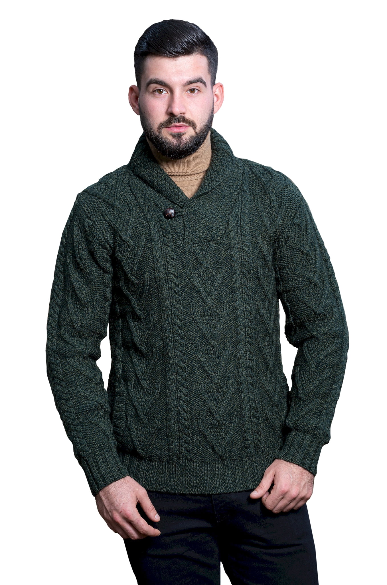 SAOL - SAOL Irish Fisherman Sweater for Men 100% Merino Wool Aran Cable ...