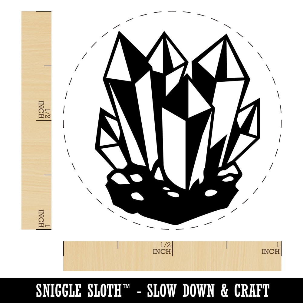 Crystal Geode Self-Inking Rubber Stamp Ink Stamper - Black Ink - Medium 1 Inch