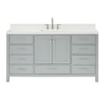 thumbnail image 2 of ARIEL 67" Grey Single Bathroom Vanity with 1.5" Edge Pure White Quartz Countertop & Backsplash, 1 Rectangular Sink, 2 Soft Closing Doors, 9 Full Extension Dovetail Drawers, Brushed Nickel, 2 of 8