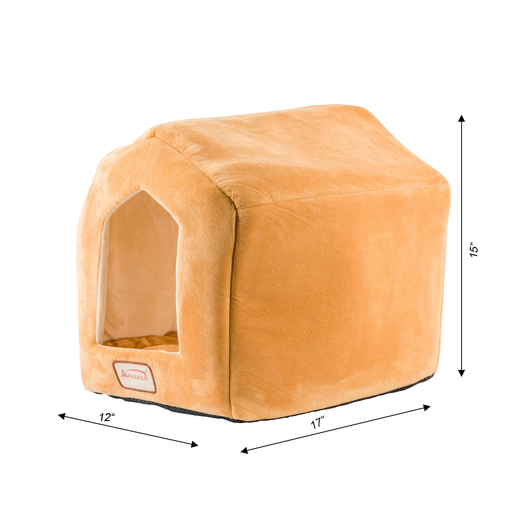 Armarkat Covered Pet Cat Bed, Brown