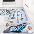 thumbnail image 2 of Butterfly Floral Kitchen Rugs 2 Piece Farmhouse Kitchen Mats Cushioned Anti Fatigue, Non Slip Washable Kitchen Mats for Floor White Daisy Comfort Mat for Home Sink, 18'''' x 30'''' + 18'''' x 48'''', 2 of 6