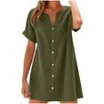 thumbnail image 2 of qolati Womens Summer Dresses Fashion 2025 Short Sleeve Henley Button Down Mini Dress Loose Fit Soft Casual Beach Vacation Sun Dresses, 2 of 6