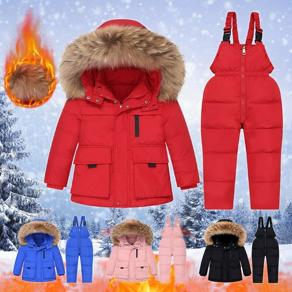 Kids 2-Piece Snowsuit Toddler Baby Boys Girls Down Jacket Ski Jacket & Snow Pantss Ski Suit Toddler Boys Snowsuit Girls Snow Pant And Jacket Snow Pants Winter Kids Clothes Coat
