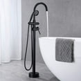thumbnail image 2 of Freestanding Tub Filler Bathtub Faucet Matte Black with Hand Held Shower Floor-Mount,Matte Black Brass Bath Faucets Freestanding Tub Faucets, 2 of 6