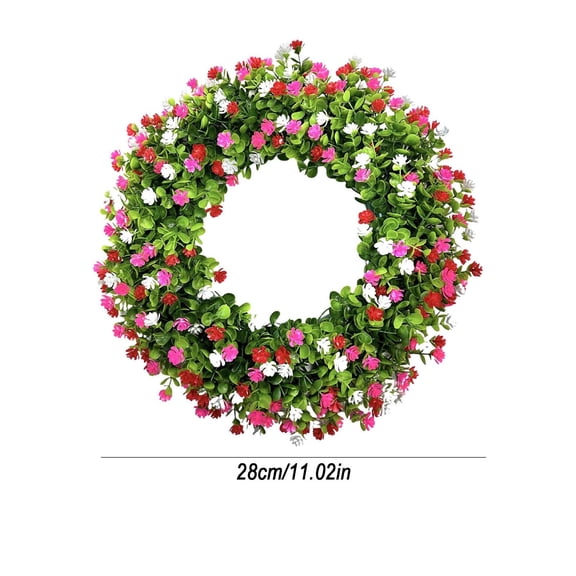 Wall Hanging Wreath, Multicolor Artificial Leaves, Plastic Spring Summer Home Decor Wreath