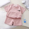 thumbnail image 2 of Gibobby Toddler Baby Boys Outfit Sets Crew Neck Solid Tops Elastic Waist Shorts With Pockets Cotton Summer 6 12 18 24 Months 2T 3T 4T 5T 6T Infant Boys Sets,Pink,3-4 Years, 2 of 6