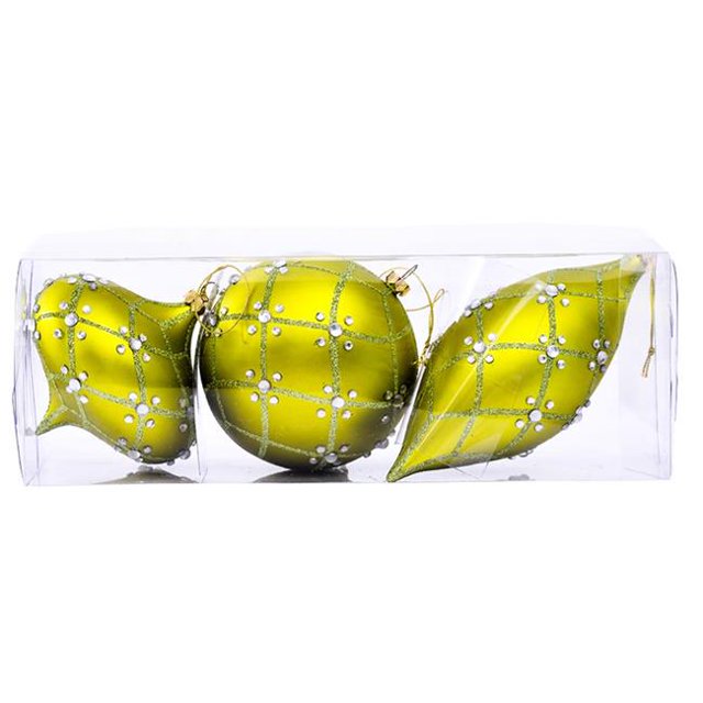Vickerman MC191273 4-7 in. Lime Matte Jewel Assortment Ornament - 3 per Bag