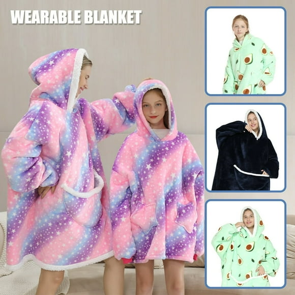 MesaSe Wearable Blanket Hoodie Oversized Sherpa Blanket Sweatshirt with Hood Pocket and Sleeves Super Soft Warm Plush Hoodies Fleece for Women Men Adults Kids