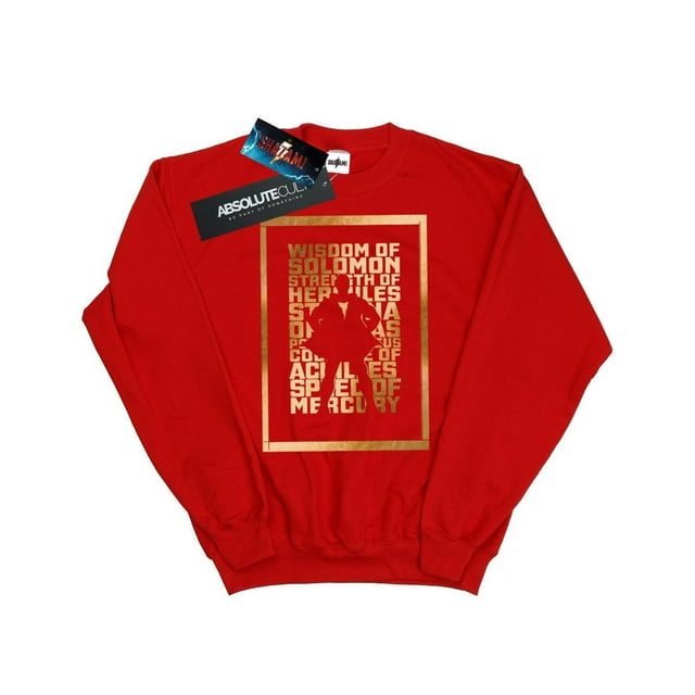DC Comics Chandail en Molleton Homme Shazam Texte Doré