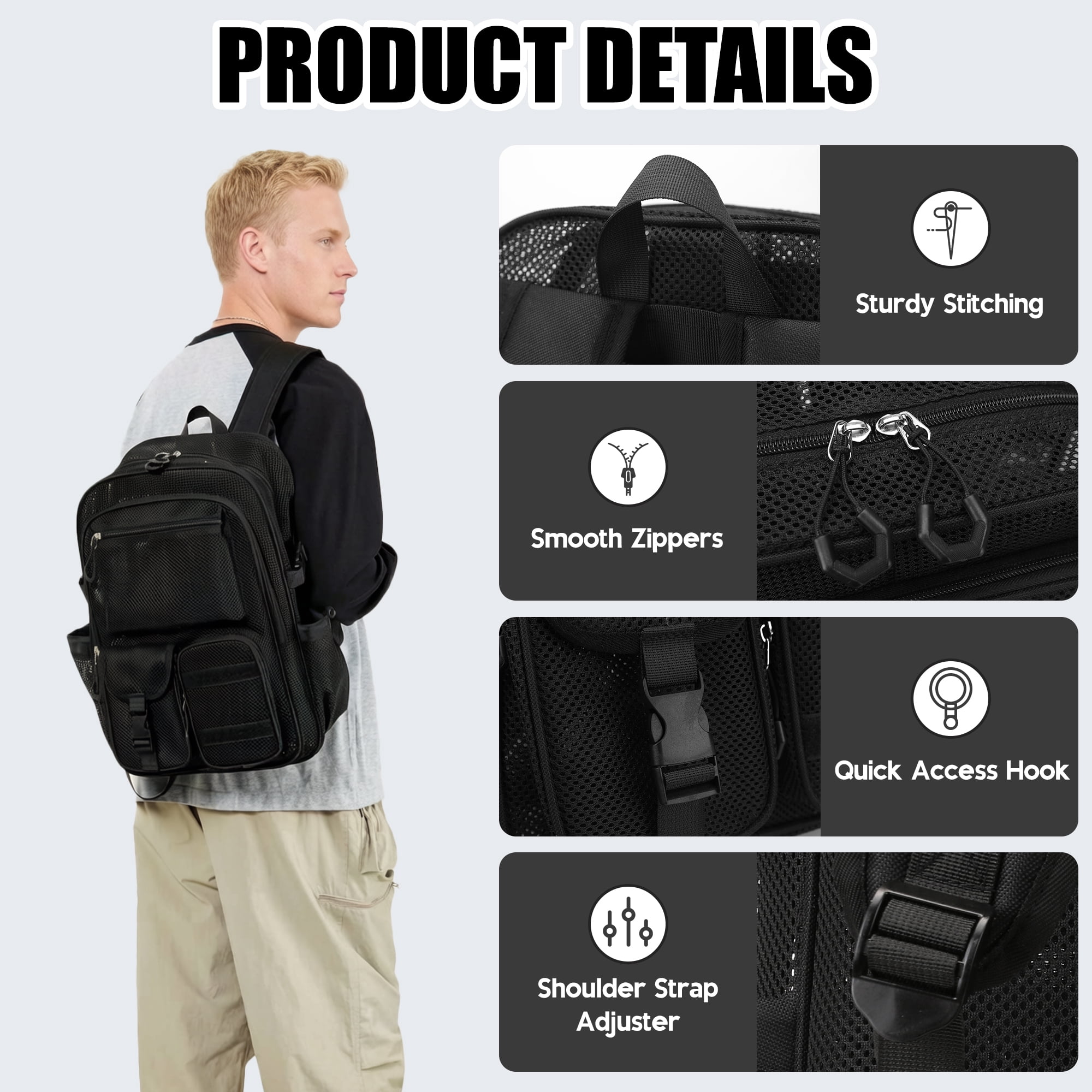 Soda Candy Heavy Duty Mesh Backpack See Through School Bookbag for School Swim Beach Travel