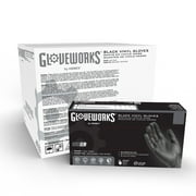 GLOVEWORKS Black Vinyl Disposable Gloves, 3 Mil, X-Large, 1000/Case