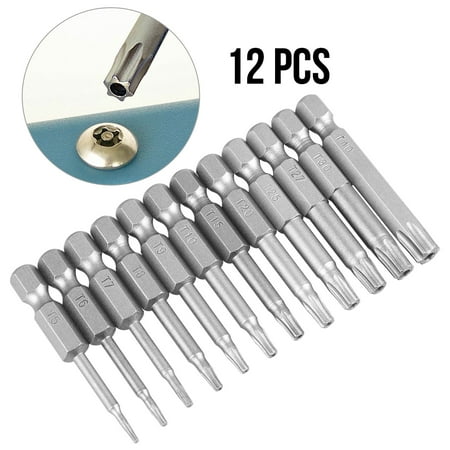 Anti Tamper Screwdriver Set Security Torx Bit Set, EEEKit 12-Pack 1/4 Inch Hex Shank T5-T40 Torx Head Screw Driver 6 Point Tamper Proof Star Bits Screwdriver Tool Kit ()
