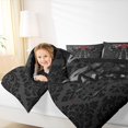 thumbnail image 3 of Castle Fairy Gothic Bow Skull Full Size Comforter Sets 3-Piece,Rose Lace Damask Background Bedding Comforter Set,Red Gray Blacks,1 Comforter and 2 Pillowcases,Black Reversible, 3 of 6