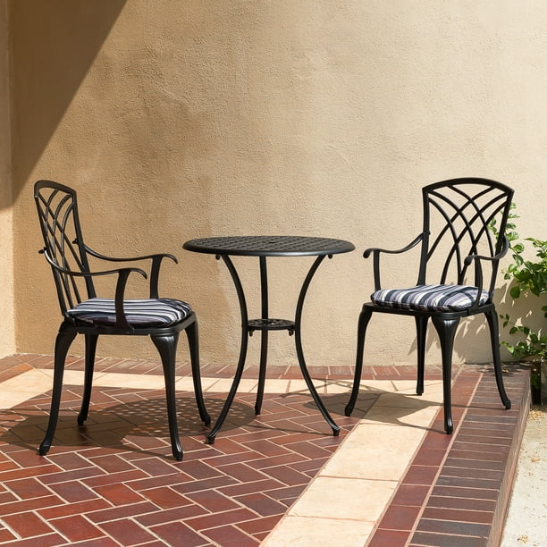 3Piece Black Outdoor Bistro Set, Bistro Table and Chairs, Outdoor