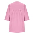 thumbnail image 4 of MSJUHEG Linen Tops for Women Gauze Button Down Shirt Traditional Summer Blouse Bohemian Shirts Women's Tunics Loose Solid Color Casual Shirts Casual T Shirts Pink S, 4 of 6