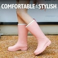 thumbnail image 5 of LAoutun women's rain boots high top waterproof boots comfortable rubber Garden boots pink, 5 of 6