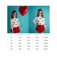 thumbnail image 2 of Kids Toddler Baby Girl Valentine's Day Outfits Long Sleeve Heart T-Shirt Top Red Skirt Spring Fall Clothes Set 1-6T, 2 of 7
