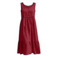 thumbnail image 2 of Bosfbaoi Dresses for Women Casual A-Line Eyelet Midi Dress Sleeveless Crew Neck Womens Dresses with Tiered Ruffle Hem Summer Dresses for Women 2026, 2 of 6