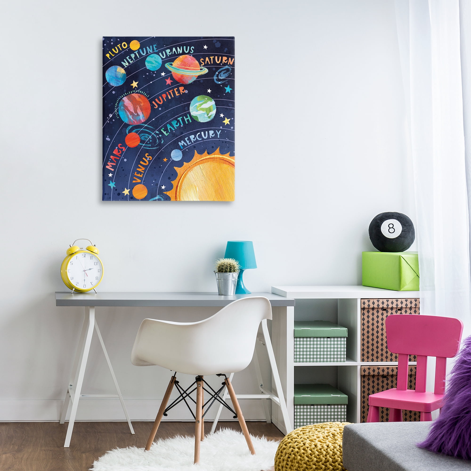 Stupell Industries Educational Solar System Novelty Painting Gallery Wrapped Canvas Art Print Wall Art, 30 x 40