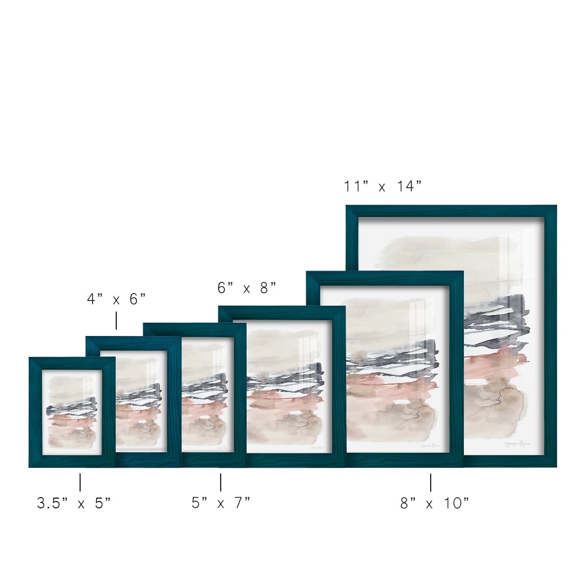 Tiered Horizon Line I -Framed Print w/glass-Ocean Blue
