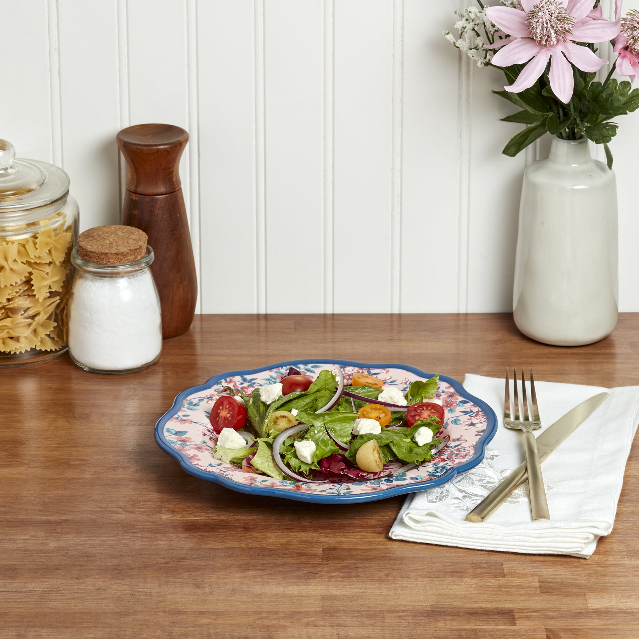 (2 pack) The Pioneer Woman Pretty Posies 8.75" Salad Plate - Blue Floral Stoneware