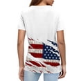 thumbnail image 4 of 250th Anniversary T-Shirt for Women - Distressed USA Flag Graphic Tee with "1776-2026" Badge, Ripped Effect Patriotic Crew Neck Short Sleeve Top Red S, 4 of 5