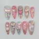 thumbnail image 1 of Kit de uñas Sutaozhi de 24 piezas, uñas postizas acrílicas rosas con corazón, 1 of 7