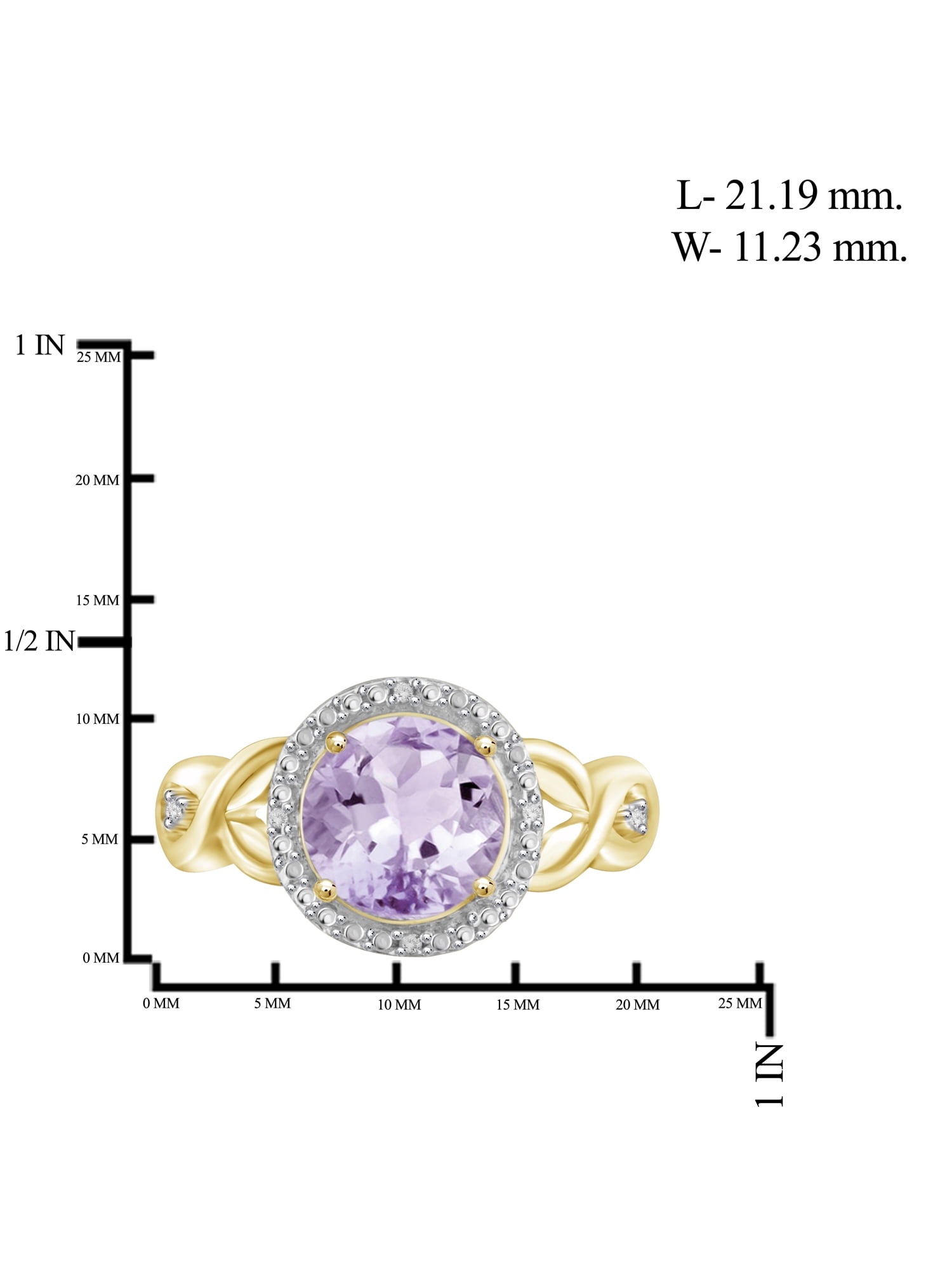 JewelersClub Pink Amethyst Ring Birthstone Jewelry – 1.75 Carat Pink Amethyst 14K Gold Plated Silver Ring Jewelry with White Diamond Accent – Gemstone Rings with Hypoallergenic 14K Gold Plated Silver