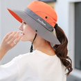 thumbnail image 2 of Sombreros para el sol de ala ancha con protección UV para mujer - Gorro con orificio para cola de caballo de malla de enfriamiento Sombrero de pesca plegable para viajes al aire libre (naranja) Sailing Electrónica, 2 of 6
