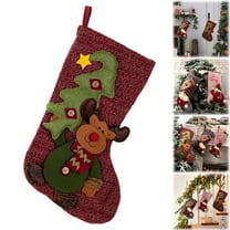 Classic Large Christmas Stockings Set, Santa Snowman Reindeer Pattern Hanging Decor for Fireplace Mantel, Family Holiday Christmas Decorations, 19 Inch Festive Sock Ornaments