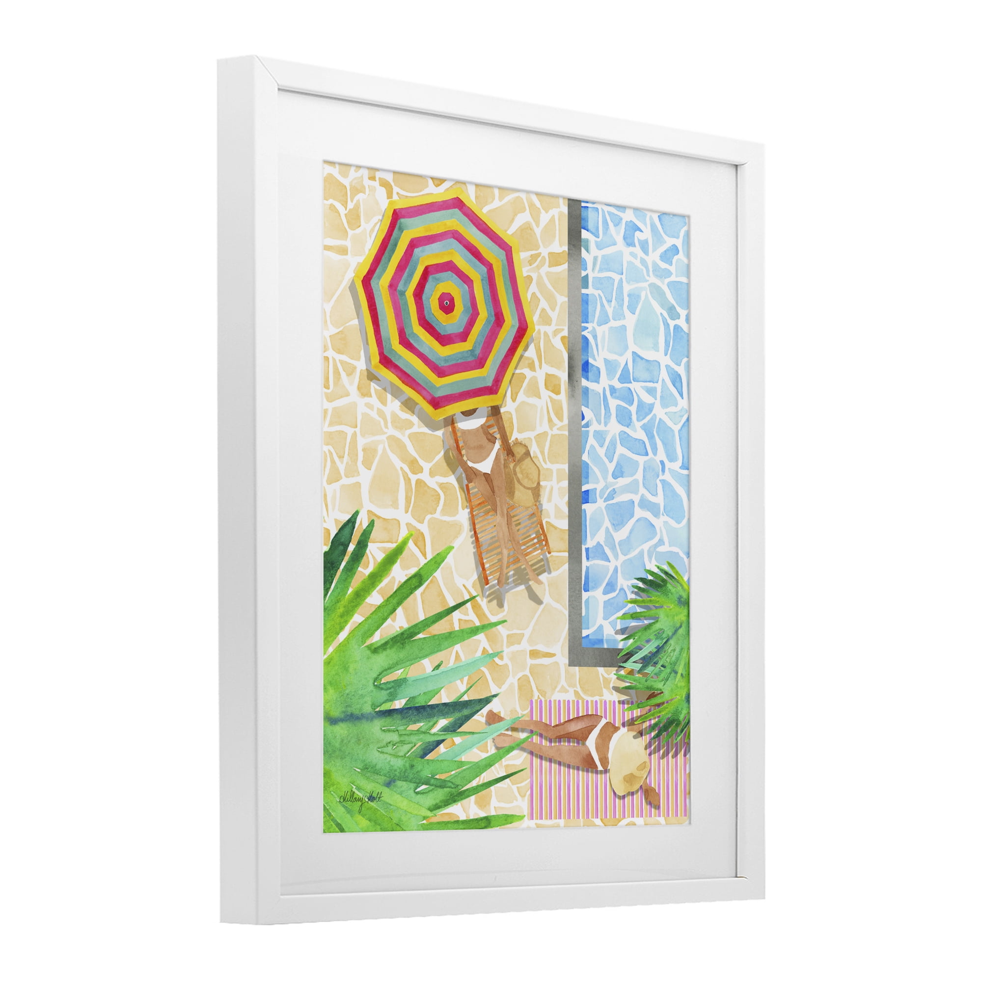 Stupell Industries Poolside Chill Duo White Framed Print Under Glass, design by Hillary Holt