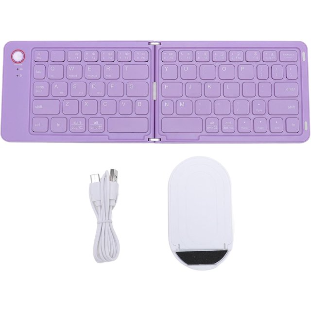 MYKOMI Foldable Bluetooth Keyboard, 67 Keys Wireless Folding Keyboard with Stand Holder, Magnetic Closure, Compact Rechargeable for Phone Tablet Laptop
