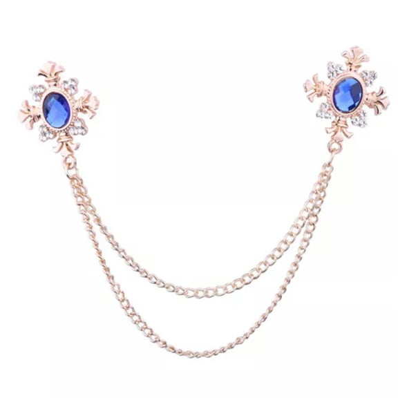 HOOUN Vintage Women Men Metal Badge Fashion Collar Chain Brooches Jewelry Rhinestone -1