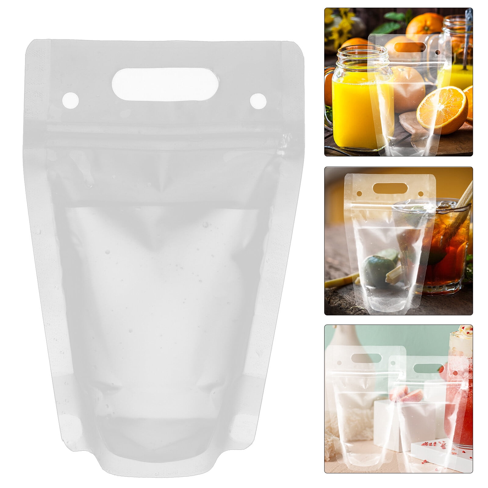 Frozip 100pcs 16oz Drink Pouches for Adults - Drink Pouches with Straws  x100 & Funnel - Resealable Smoothie Pouches & Clear Juice Pouches for  Adults 