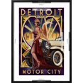 thumbnail image 5 of Art.com Detroit, Michigan - Deco Woman and Car Art Print by Lantern Press, Black Frame Wall Art, 21" x 29", 5 of 5