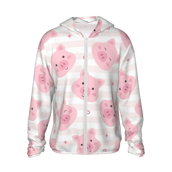 Fotbe Cartoon Pig Men's Women's UPF 50  Sun Protection Jacket Hooded Cooling Shirt with Pockets Hiking Outdoor Performance-