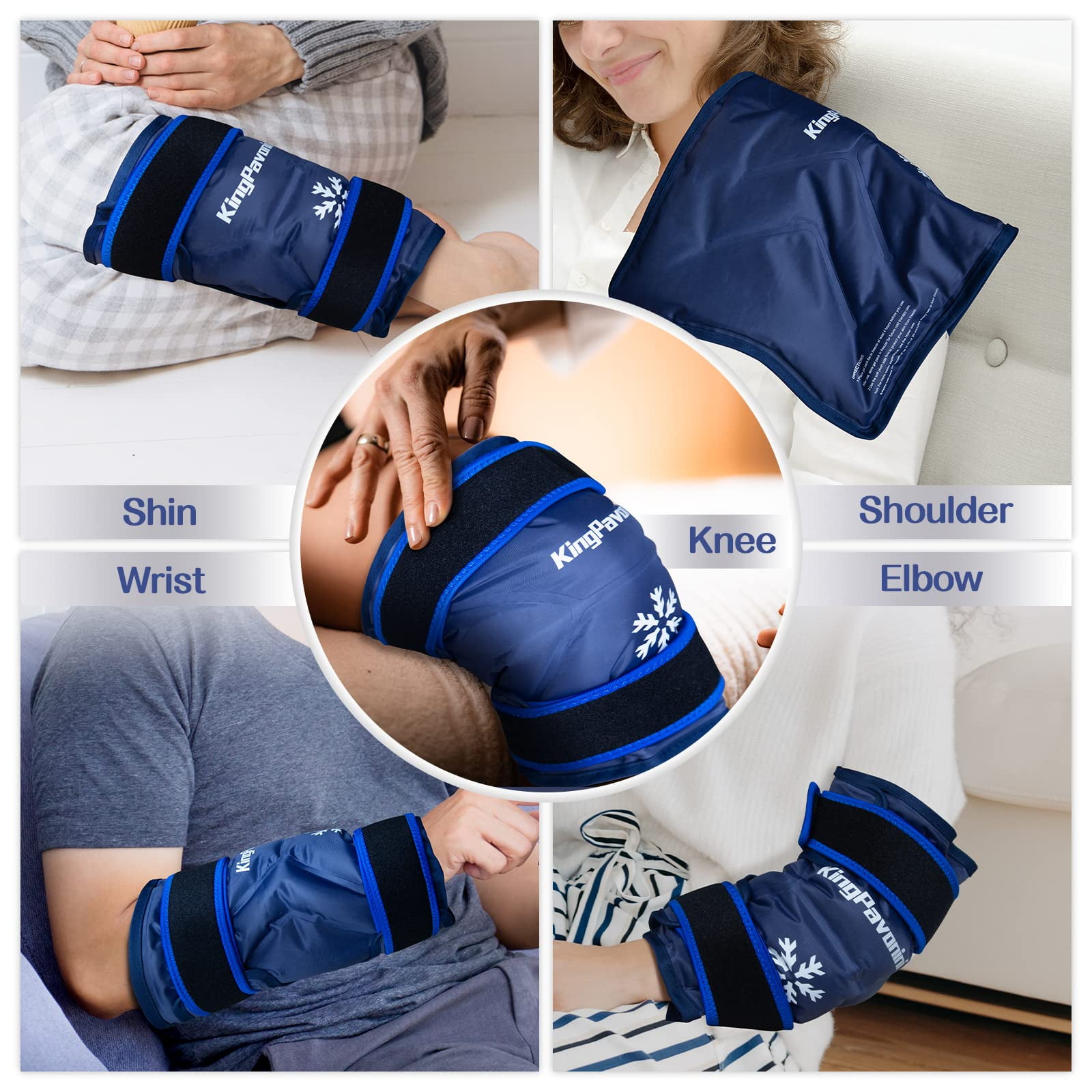 KingPavonini XXL Ice Pack Wrap Around Entire Knee After Surgery, Reusable Gel Large Ice Pack for Knee Injuries, Pain Relief, Swelling, Knee Surgery, Sports Injuries, 1 Pack Blue